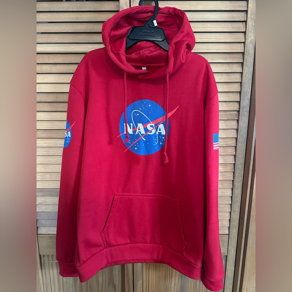 Red Hoodie with NASA and USA logo Unisex Size Medium/ Large